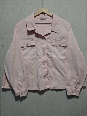 Westport Pink Utility Jacket Womens 3X Cotton Stretch Button Front Lightweight